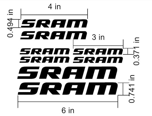 SRAM Logo Decals Stickers. Frame Fork Shock Wheels. Lots of colors to choose from! USA Seller.