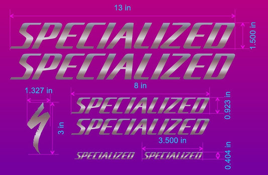 Specialized Style Bike Frame Decals Stickers. Made from high quality vinyl. Lots of colors. USA seller. Customizable.