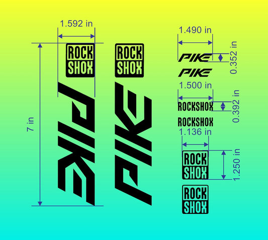 Custom Made Rockshox Pike Fork Decals Stickers. Die-cut From High Quality Vinyl. 30 Colors! Made and sold in the USA.